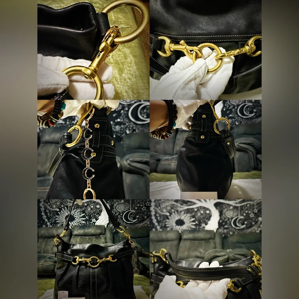 Vintage Y2K Coach soho Black Leather Shoulder Bag with Gold Hardware 2005years - Picture 13 of 17